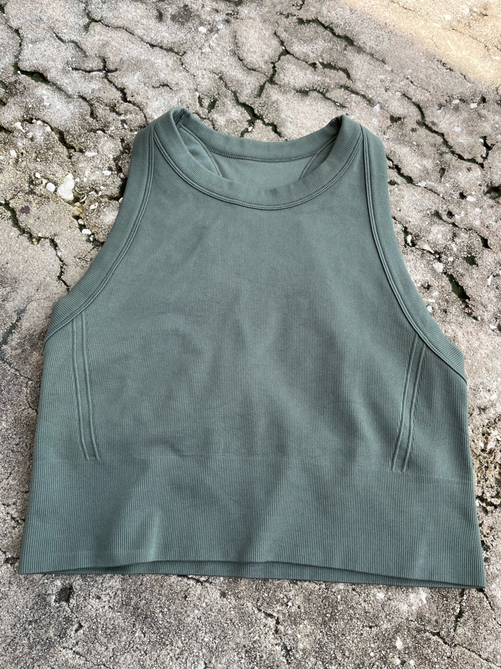 DSG Olive Ribbed High-Neck Crop Tank